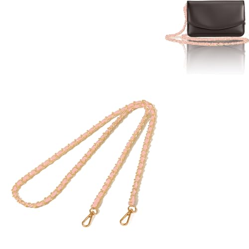 2 Pcs Purse Chain Strap, 47" Gold Chain with Leather, Crossbody Bag Replacement Straps,Handbag Chain for Shoulder Bags - color: Pink