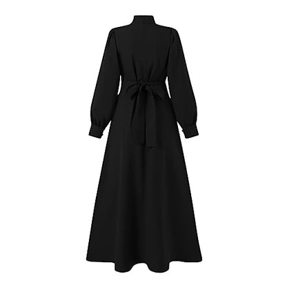 Muslim Prayer Dress Long Sleeve Loose Fit Maxi Dress Elegant Temperament Casual Wear Prayer Abaya Robe - color: 01#_black, size: Medium