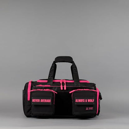 WOLFpak 30L Perfect Duffle Bag (Neon Pink) Tactical Gym Bag Hardshell Base 1000D Waterproof Travel Carry On with Shoe Compartment, Dual Cup Holders, Laptop Sleeve & Molle Straps - color: Neon Pink