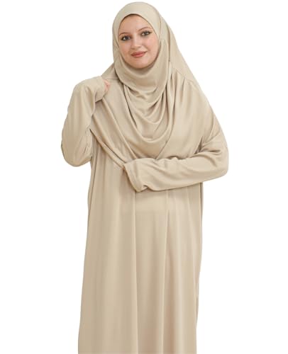 Prien Muslim Dress For Women With Hijab, Abaya, Instant Prayer Clothes Set, Islamic Wear, Dubai Kaftan Jilbab Burqa - color: Mink, size: X-Small-XX-Large