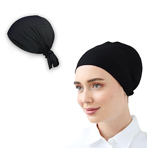 ESERRA Women's Scarf Hat & Hijab Cap - Inner Beanies & Underscarf Turban - color: Black