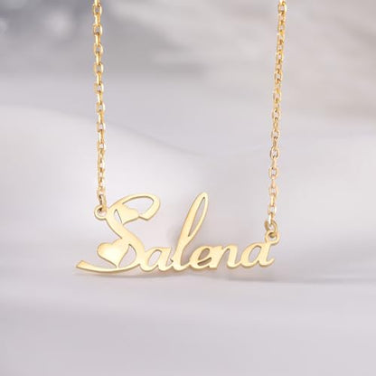 TinyName Custom Name Necklace Personalized 18K Gold Plated Nameplate Customized Jewelry Gift for Women - color: Necklace with Heart Symbols