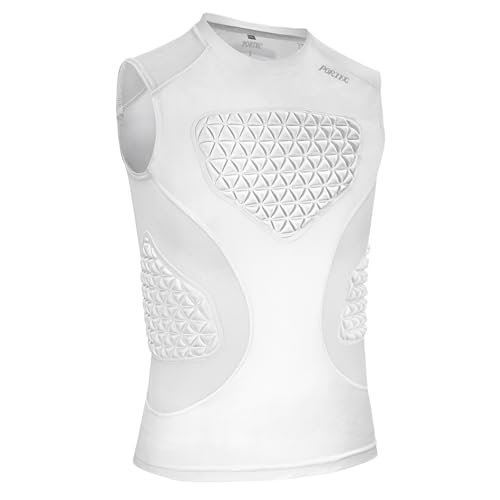 Youth Padded Compression Shirt Baseball Chest Protector Heart Sternum Guard - color: White, size: Medium