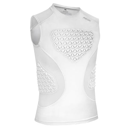 Youth Padded Compression Shirt Baseball Chest Protector Heart Sternum Guard - color: White, size: Medium