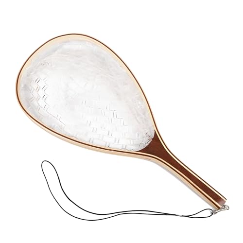 Fly Fishing Landing Net Soft Rubber Mesh Trout Net with Handle Catch and Release Nets Freshwater Saltwater Wooden Nets Gifts for Father Men