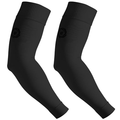 NURCOM Compression Arm Sleeve, 20-30 mmHg, With Silicone, Black M - color: Black(with Silicone Top Band), size: Medium(2 Pack)