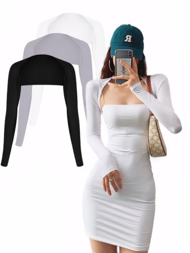 3 Sets of Shawl Arm Sleeves, Sun Sleeves Comfortable & Breathable Sports Shrug for Women Men Womens Arm Covers - color: White+black+light Grey, size: One Size