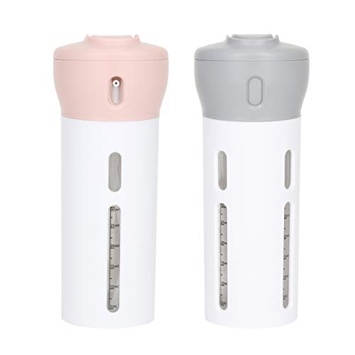 Travigo 4-in-1 Travel Dispenser Bottle Set, TSA Approved, Leak Proof, Reusable 1.4 oz. (40 mL) Toiletry Containers for Shampoo, Conditioner, Soap, Lotion, Skincare (2 Pack, Pink & Gray) - color: 2 Pack (Pink Gray)