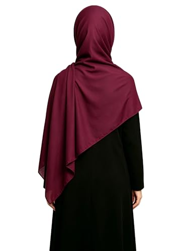 Lina & Lily Non-see-through Premium Jersey Maxi Hijab Head Scarf Wrap for Muslim Women - color: Dark Maroon