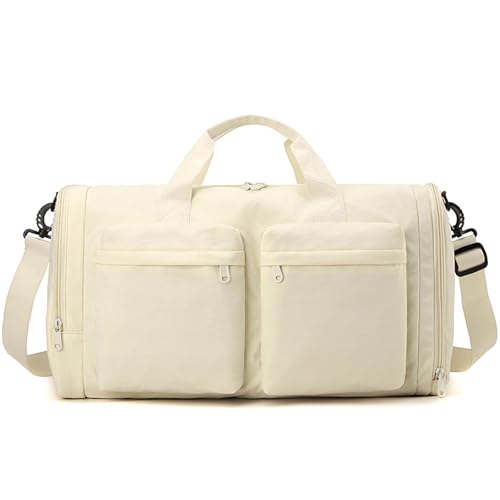 ZUEVI Gym Duffel Bag for Men Women with Shoe and Wet Compartment Lightweight Foldable Carry on Sports Travel Bag for Training Yoga Weekender Yellow - color: Yellow