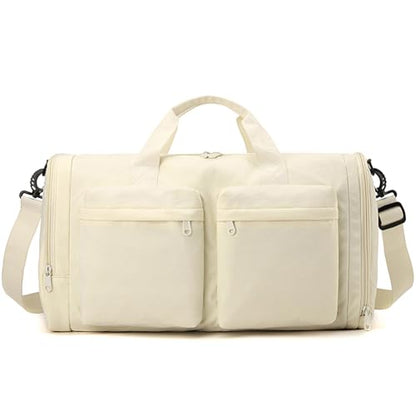 ZUEVI Gym Duffel Bag for Men Women with Shoe and Wet Compartment Lightweight Foldable Carry on Sports Travel Bag for Training Yoga Weekender Yellow - color: Yellow