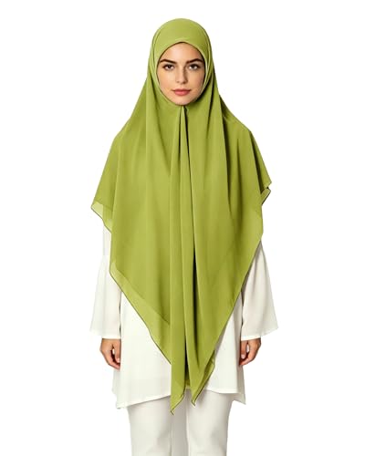 Lina & Lily Premium Chiffon Hijab Head Scarf Shawl Wrap for Muslim Women Square 58'' x 58'' - color: Lime Green