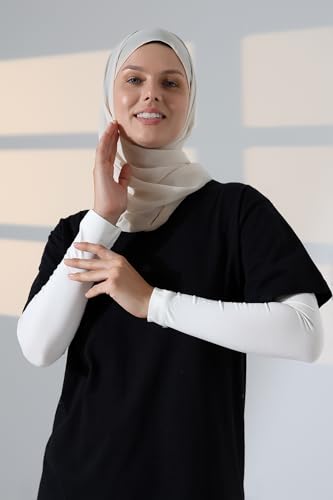ihvan online, Hijab Sleeves for Women, Muslim Arm Sleeve for Prayer, Women's Soft Stretchy Modest Sleeves to Cover Arms - color: Cream