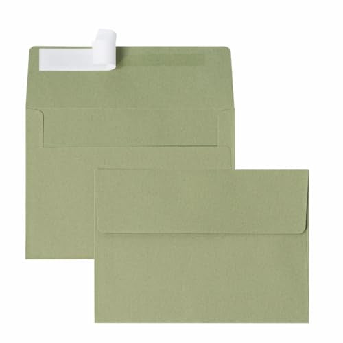 Keketer Beautiful Sage Green A2 Envelopes - 80 Pack Self-Seal - color: Sage Green, size: 80 Pack A2 (4.33x5.75in) Envelopes