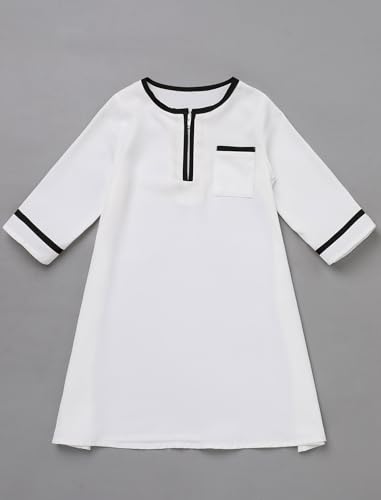 Infant Baby Boys Muslim Newborn Eid Outfits Kaftan Abaya Head Scarf Turban Shemagh Keffiyeh Arabic Dubai Outfits 3PCS - color: White Black Zip, size: 12-24 Months