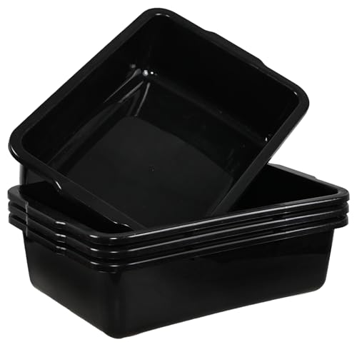 4 Pack Commercial Bus Tubs, Bus Box/Tote Box, Black (35 L) - size: 35 L