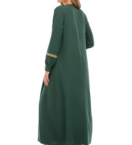 WSPLYSPJY Womens Muslim Abaya Dress Zipper Islamic Robe Pockets Maxi Prayer Clothes with Hijabs - color: Green, size: Medium