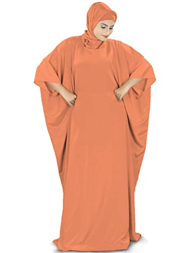 MyBatua Women's Kaftan, Free Size Abaya, Dubai Islamic Dress, Muslim Maxi KF-001 - color: Orange