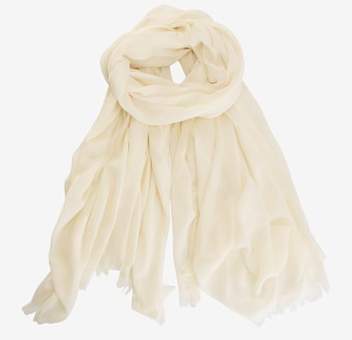 Mealah Womens Shawl Scarf - Lightweight Wrap Scarves Shawl Solid Color Sunscreen Scarve for Spring Summer Season Travel - color: Off-white