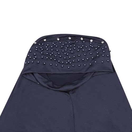 Suillty Women's Pearls Muslim Islam Instant Hijab Scarf Soft Turkish Headwear Jersey Headscarf Shawl Wrap - color: Light Purple