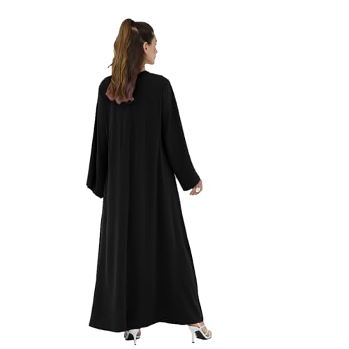Women Abaya Dress with Belt Muslim Bell Sleeve Robe Islamic Prayer Jilbab | with Belt, A-line Skirt, Bell Sleeve - color: Black, size: Medium