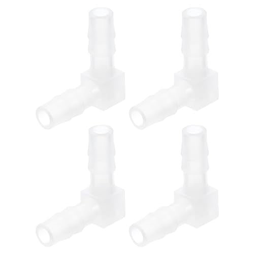 uxcell 1/4" 90 Degree Elbow Hose Barb, 4pcs L-Shaped Aquarium Air Valve Connector Tubing for Fish Tank Pond Air Line - size: 0.25 Inch