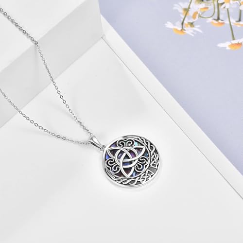 PRAYMOS 925 Sterling Silver Religious Islamic Necklace/Irish Triquetra Celtic Knot Pendant Jewelry Gift for Women - style: 1-Celtic Knot Necklace