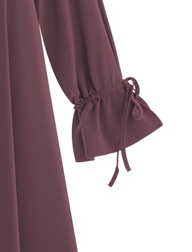 ABEWIP Muslim Dresses for Women Long Sleeve Tie Cuffs Islamic Prayer Dress Abaya Kaftan Dubai Casual Dress - color: Purple, size: Medium