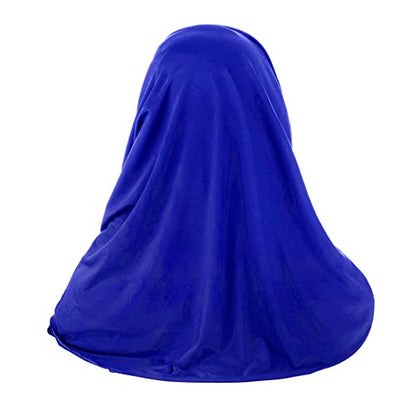 Women Soft One Piece Hijab Long Muslim Turban Islamic Full Head Scarf - color: Blue/Shiny