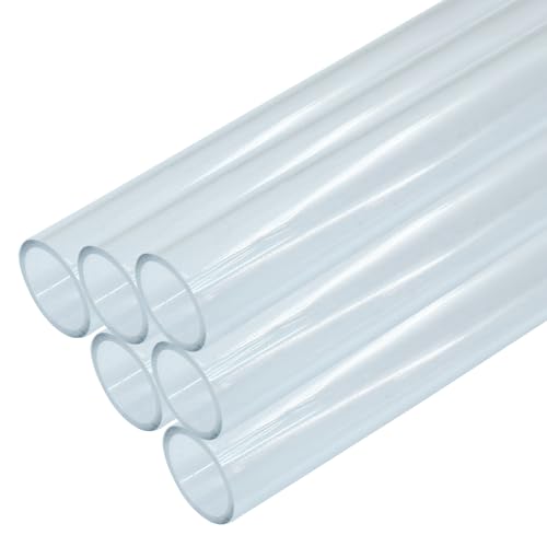 Piutouyar 6 Pcs Round Clear Rigid Tubing, 0.39" ID x 0.47" OD x 12" Length | 10 mm ID, 12 mm OD, 305 mm Length, Rigid Tubing Plastic Polycarbonate Tube Pipe - size: 10mmx12mm