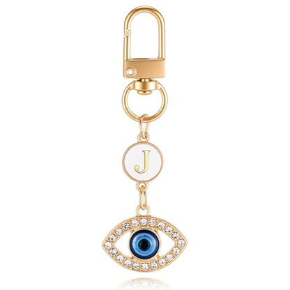 XGALBLA Small Evil Eye Keychains Initial Letter Key Chains for Women Men Car Key Bag Purse Charm- Good Luck Amulet Protection - color: Evil Eye 2-j