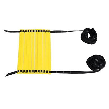 Quick Speed Training Ladder | 6m 12 - Rung Football Step Ladder with Scale | Adjustable Width for Football/Basketball/Volleyball | Foldable & Portable with Storage Bag