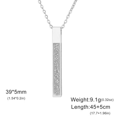 VASSAGO Islamic Ayatul Kursi Necklace for Women Men Stainless Steel/Leather Chain Muslim Allah Arabic 3D Bar Pendant Islam Eid Ramadan Gift Jewelry - color: Silver Ayatul Kursi Necklace