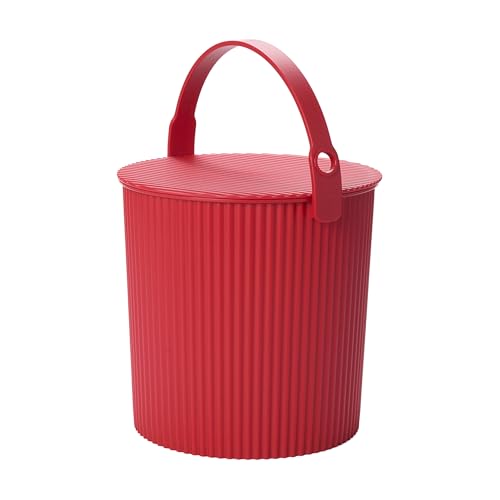 Hachiman Large Bucket, 2.6 Gallon Heavy Duty Bucket with Lid & Handle | Hands-Free Filling, Easy to Stack and Store, Indoor Outdoor Use - color: Red, size: Large
