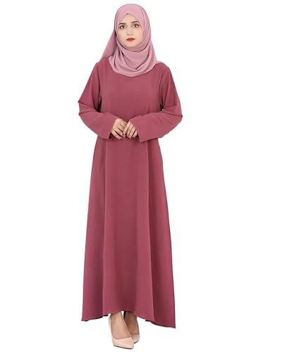 Solid Color Women Abaya Modest Muslim Prayer Robe Long Sleeve Dubai Maxi Dress Islamic Lightweight Dress - color: Dark Red, size: Medium