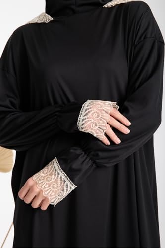 SODEF One-Piece Hooded Bonet Women's Prayer Dress | Regular Fit | Cotton Polyester Knit | Long Sleeve | Black, 36 - Multiple - size: 36