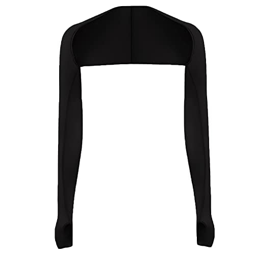 Women’s Cooling Shawl with Finger Holes – UV Protection Shrug, Breathable Sun Sleeves for Driving, Golf & Outdoor Sports - color: Black