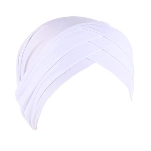 Fxhixiy Women Hijab Chemo Skullies Beanie, Twisted Turban Cap, Cancer Hair Cover Headwrap - color: White