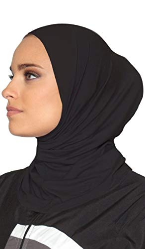 GERINLY Solid Women's Muslin Hijab Sport Head Scarf - Plain Under Scarf Muslimah Turban Cap - Ramadan Accessory - color: Black