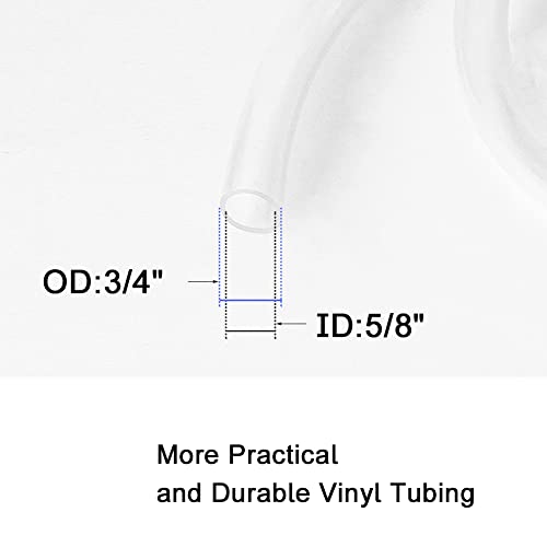 Eoiips PVC Vinyl Tubing, 5/8" ID x 3/4" OD Plastic Industrial Grade Lightweight Clear Hybrid PVC Hose Tube BPA Free Air Hose Line, 5FT - size: 5/8" ID, style: 5FT