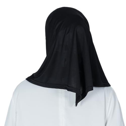 Solid Color Hijab for Women Muslim Prayer Scarfs for Women Women's Instant Hijab Modest Islamic Khimar - color: Black