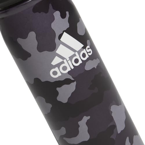 adidas Stainless Steel Metal Water Bottle 20 oz (600 mL) Screw Cap - color: Camouflage Carbon/Black/White