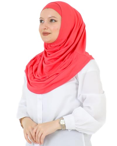Prien Chic Ready To Wear Hijab For Women, Muslim Long Turban Undercap Set, Instant Scarf, Prayer Clothes For Girls, Abaya - color: Brink Pink