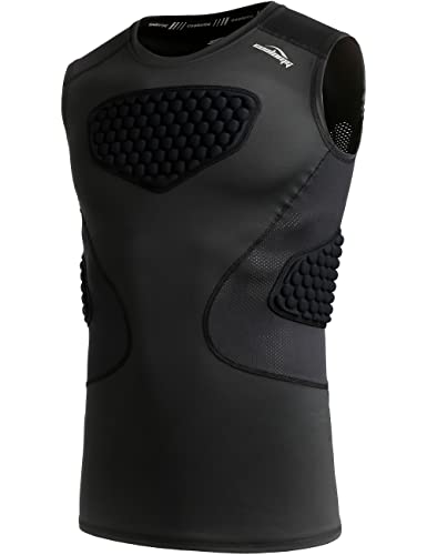 COOLOMG Youth Chest Protector Baseball Softball Football Lacrosse | Padded Compression Shirt Sleeveless Rib Heart Sternum Guard - color: Black, size: Small