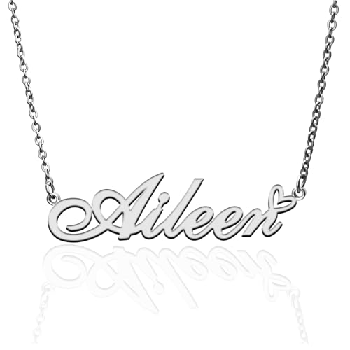 Custom Name Necklace Customized Personalized Plated Necklace for Mother Daughter Friendship Women Valentine's Day Christmas Birthday New Year Party - style: Aileen Silver
