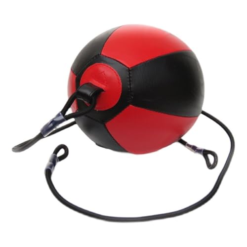 Reflex Boxing Ball, Punching Bag Set, Double End Feature Training Equipment, Pu Leather Ball with Carabiners and Headband, Speed and Reaction Hand Eye Exercise, Home Gym Use for Boxing 12x12 Inches - color: Red