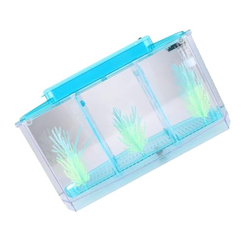 Aquarium Fish LED Acrylic Three Di Breeding Isolation Box for Sm Fishes Bottom of the Change for and Stress Valve (Blue) - color: Blue