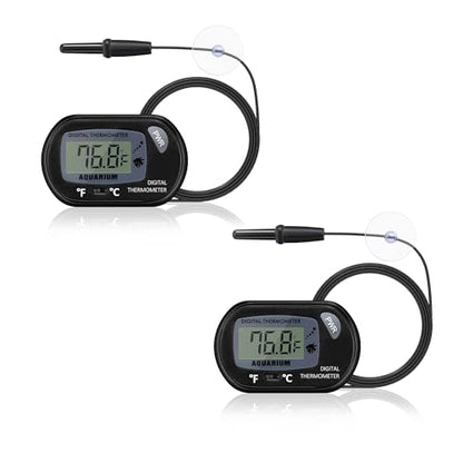 DaToo Aquarium Thermometer with Large LCD Display Fahrenheit/Celsius(℉/℃) Fish Tank Thermometer for Aquarium Reptile Terrarium Digital Water Thermometer with Suction Cup(2 Pack) - size: 2 Pack