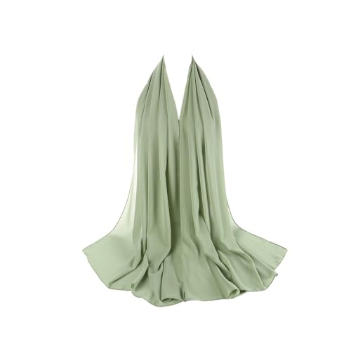Premium Chiffon Hijab Head Scarf Shawl Wrap for Muslim Women Lightweight - color: Light Green