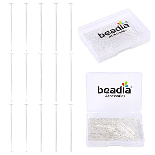 BEADIA Silver Plated Flat Head Pins Non Tarnish 30mm 200pcs for Jewelry Making Findings - color: Flat Head Pins Silver, size: 30x0.7mm